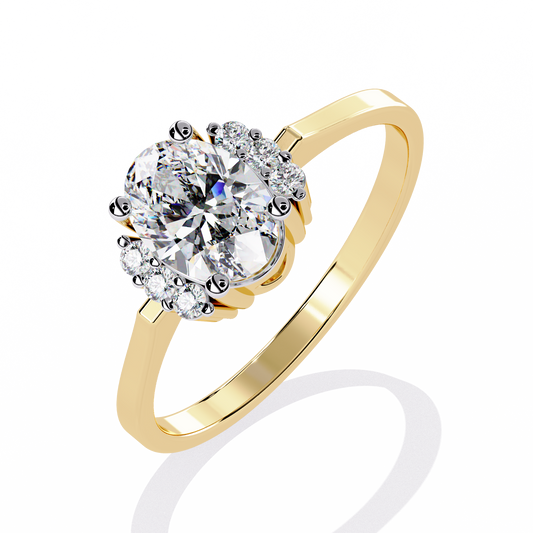 Halo Bloom – Petite Oval Lab Diamond Ring in 14K Gold