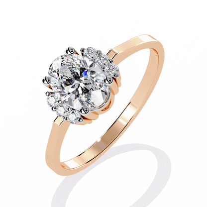 Halo Bloom – Petite Oval Lab Diamond Ring in 14K Gold