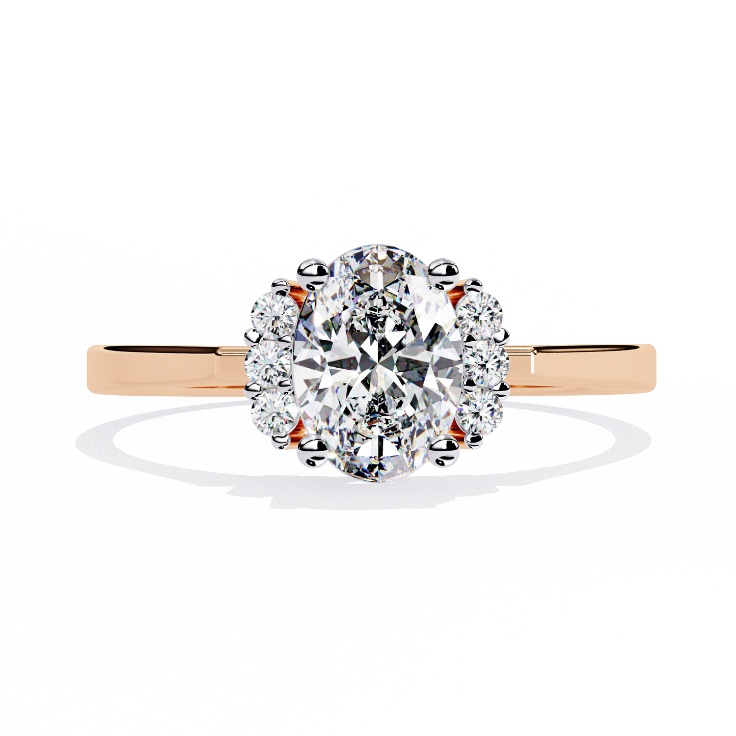 Halo Bloom – Petite Oval Lab Diamond Ring in 14K Gold