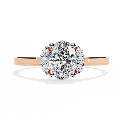 Halo Bloom – Petite Oval Lab Diamond Ring in 14K Gold