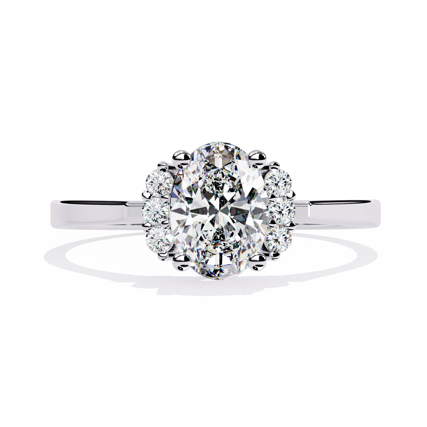Halo Bloom – Petite Oval Lab Diamond Ring in 14K Gold