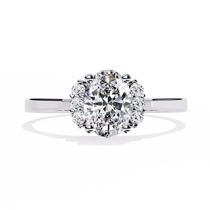 Halo Bloom – Petite Oval Lab Diamond Ring in 14K Gold