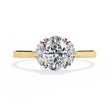 Halo Bloom – Petite Oval Lab Diamond Ring in 14K Gold