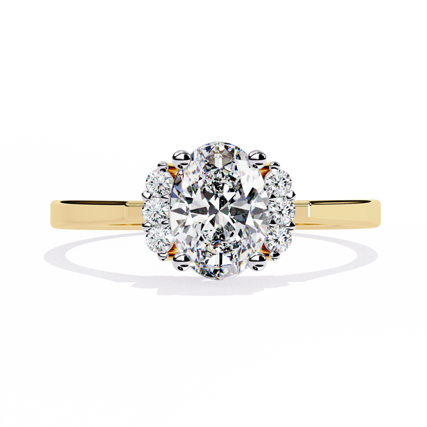 Halo Bloom – Petite Oval Diamond Ring in 14K Gold