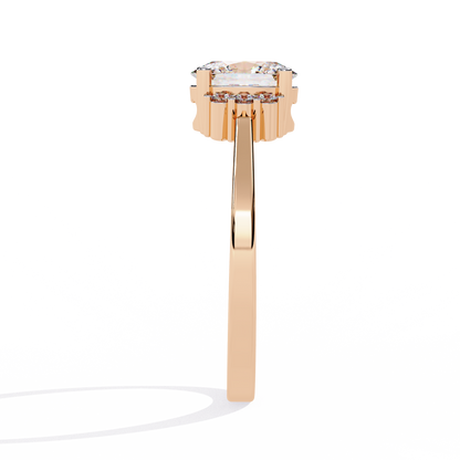 Halo Bloom – Petite Oval Lab Diamond Ring in 14K Gold