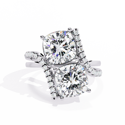 Toi Moi Cascade – Double Cushion Diamond Ring in 14K Gold