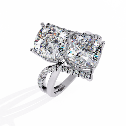 Toi Moi Cascade – Double Cushion Diamond Ring in 14K Gold