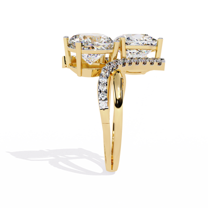 Toi Moi Cascade – Double Cushion Diamond Ring in 14K Gold