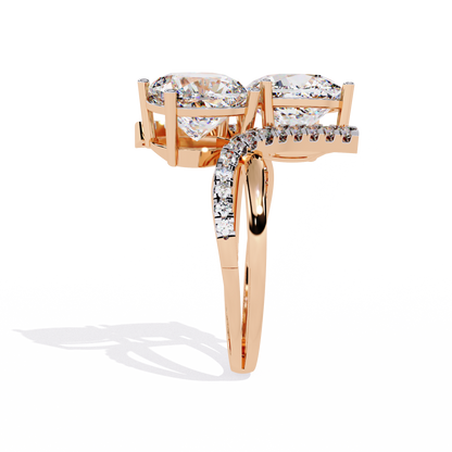 Toi Moi Cascade – Double Cushion Diamond Ring in 14K Gold