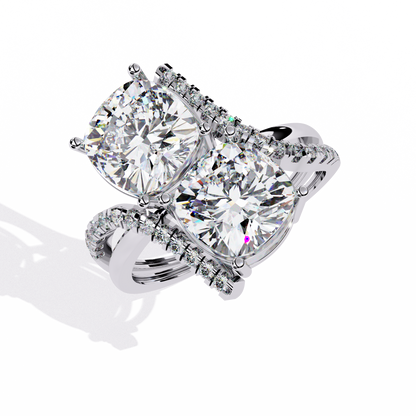 Toi Moi Cascade – Double Cushion Diamond Ring in 14K Gold