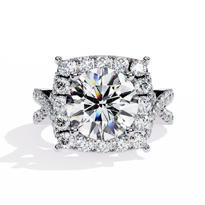 Radiant Crossband Halo – Lab Diamond Engagement Ring in 14K Gold