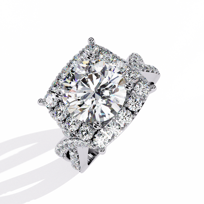 Radiant Crossband Halo – Lab Diamond Engagement Ring in 14K Gold