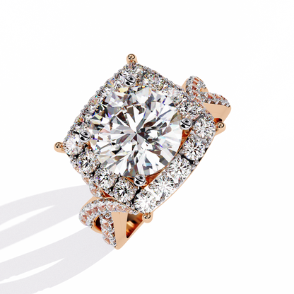 Radiant Crossband Halo – Lab Diamond Engagement Ring in 14K Gold