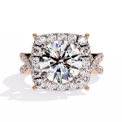 Radiant Crossband Halo – Lab Diamond Engagement Ring in 14K Gold