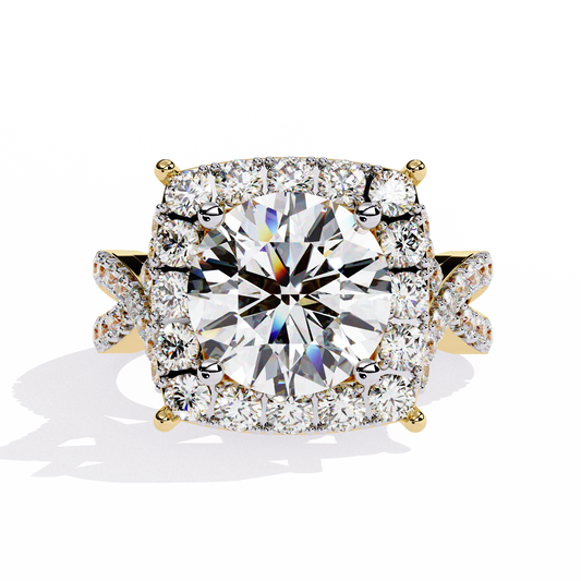 Radiant Crossband Halo – Diamond Engagement Ring in 14K Gold