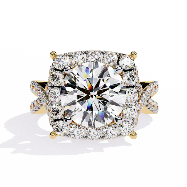 Radiant Crossband Halo – Diamond Engagement Ring in 14K Gold