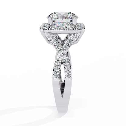 Radiant Crossband Halo – Lab Diamond Engagement Ring in 14K Gold