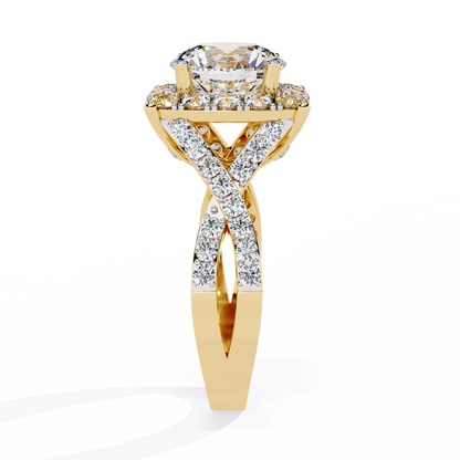 Radiant Crossband Halo – Lab Diamond Engagement Ring in 14K Gold