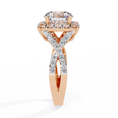 Radiant Crossband Halo – Lab Diamond Engagement Ring in 14K Gold
