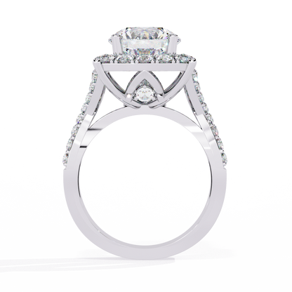 Radiant Crossband Halo – Lab Diamond Engagement Ring in 14K Gold
