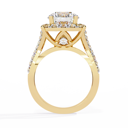 Radiant Crossband Halo – Lab Diamond Engagement Ring in 14K Gold