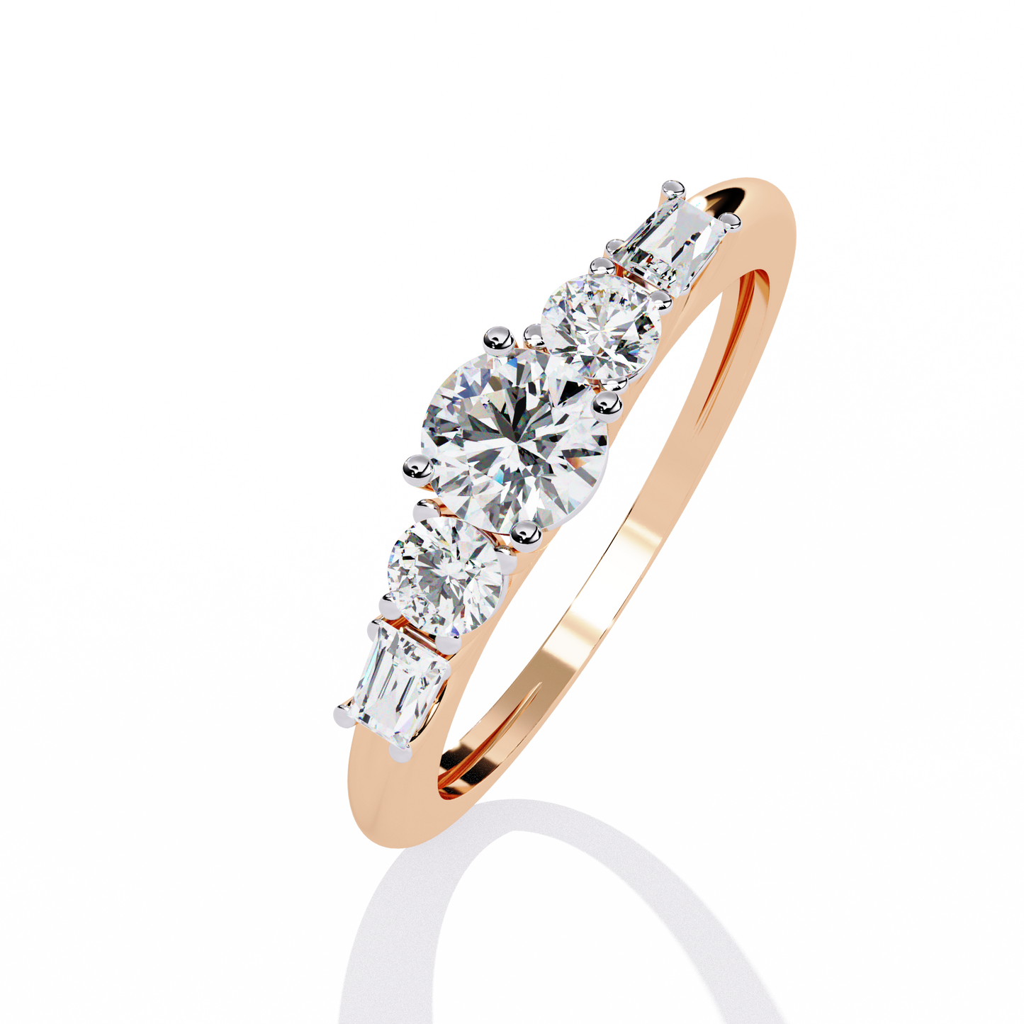 Baguette Whisper – Diamond Trio Band in 14K Gold