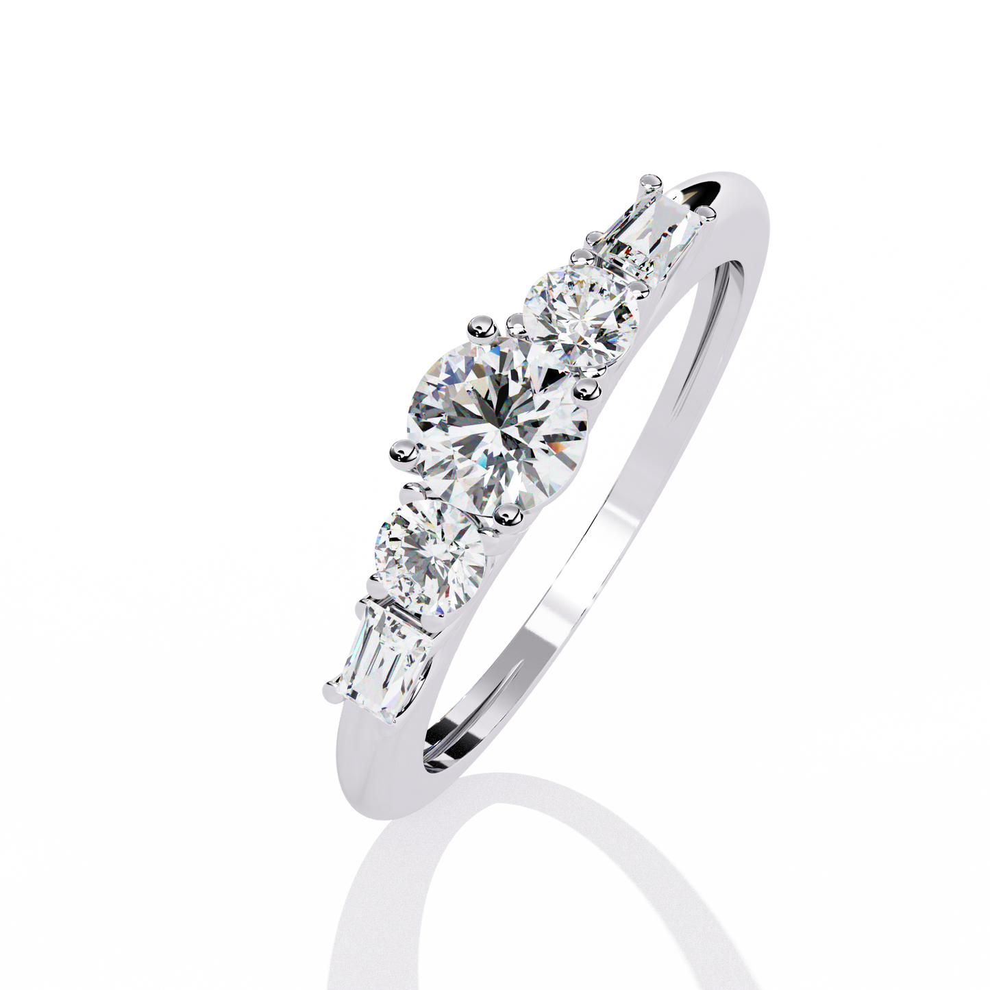 Baguette Whisper – Diamond Trio Band in 14K Gold