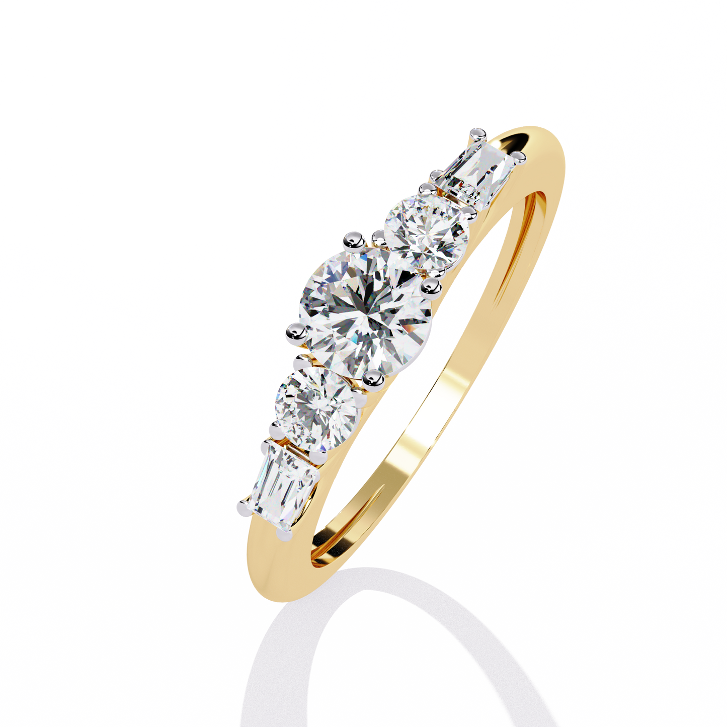 Baguette Whisper – Diamond Trio Band in 14K Gold