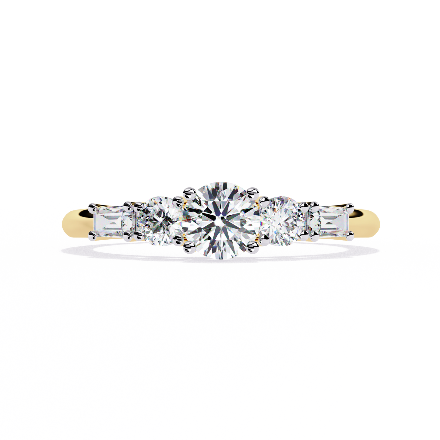 Baguette Whisper – Diamond Trio Band in 14K Gold