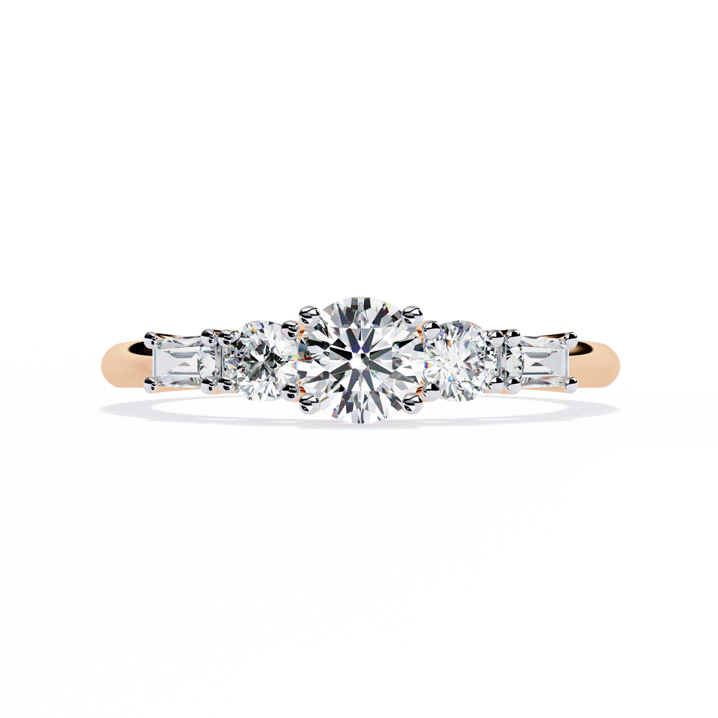 Baguette Whisper – Diamond Trio Band in 14K Gold