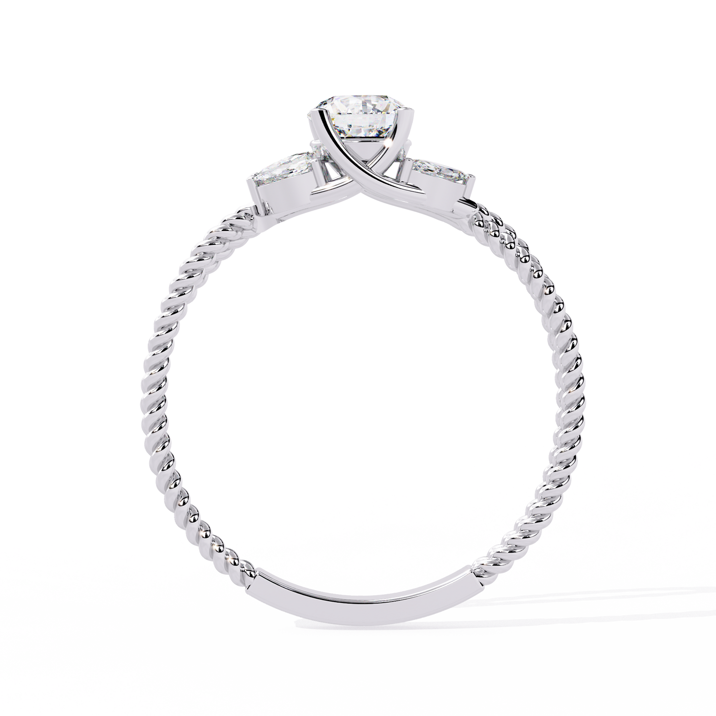Twist Marquise – Diamond Braided Band Ring in 14K Gold