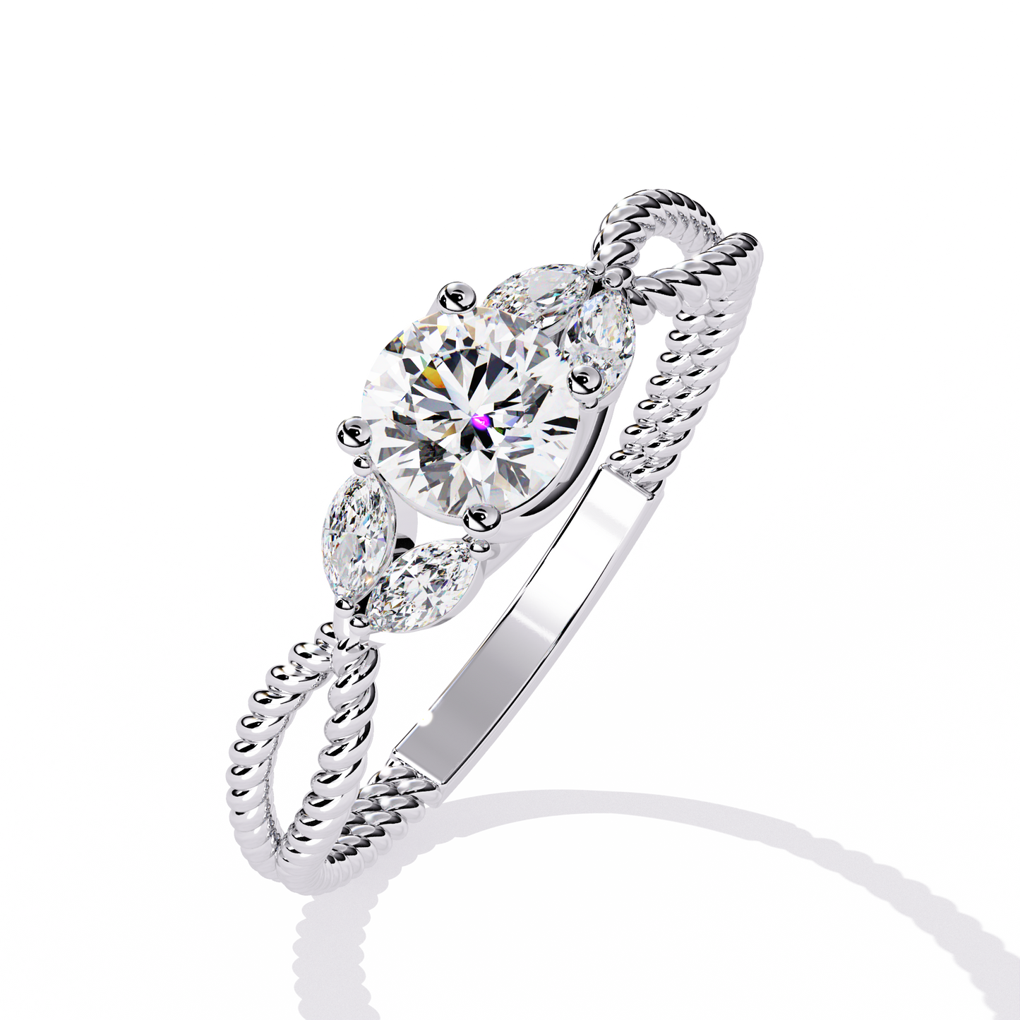 Twist Marquise – Diamond Braided Band Ring in 14K Gold