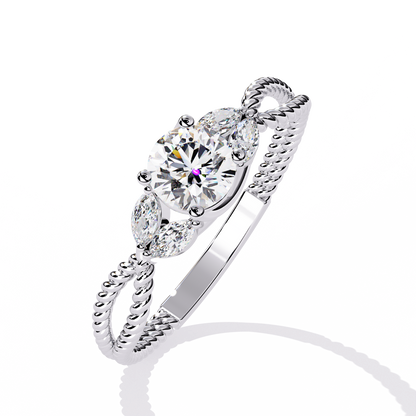 Twist Marquise – Diamond Braided Band Ring in 14K Gold
