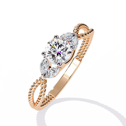 Twist Marquise – Diamond Braided Band Ring in 14K Gold