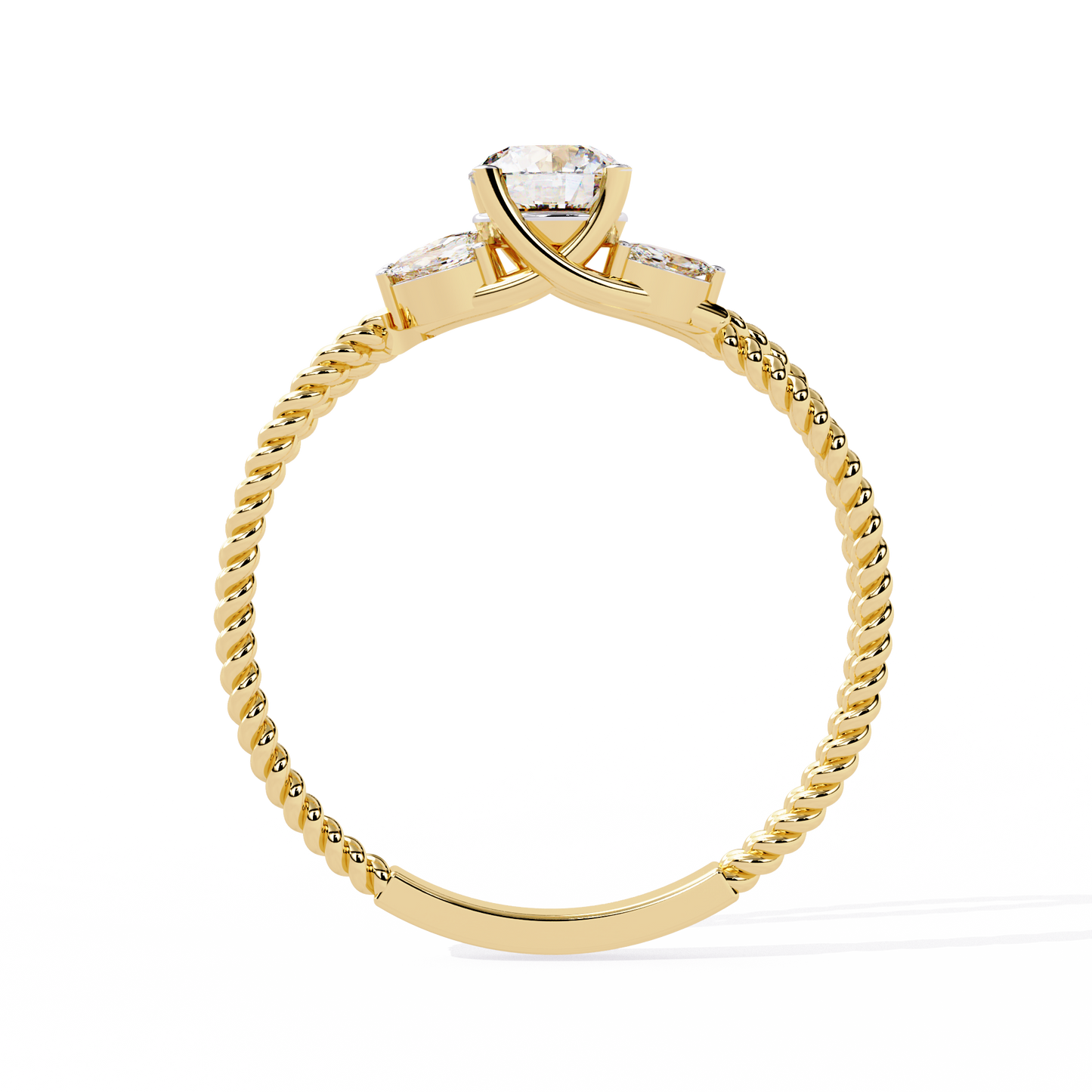Twist Marquise – Diamond Braided Band Ring in 14K Gold