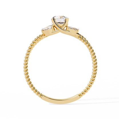 Twist Marquise – Diamond Braided Band Ring in 14K Gold