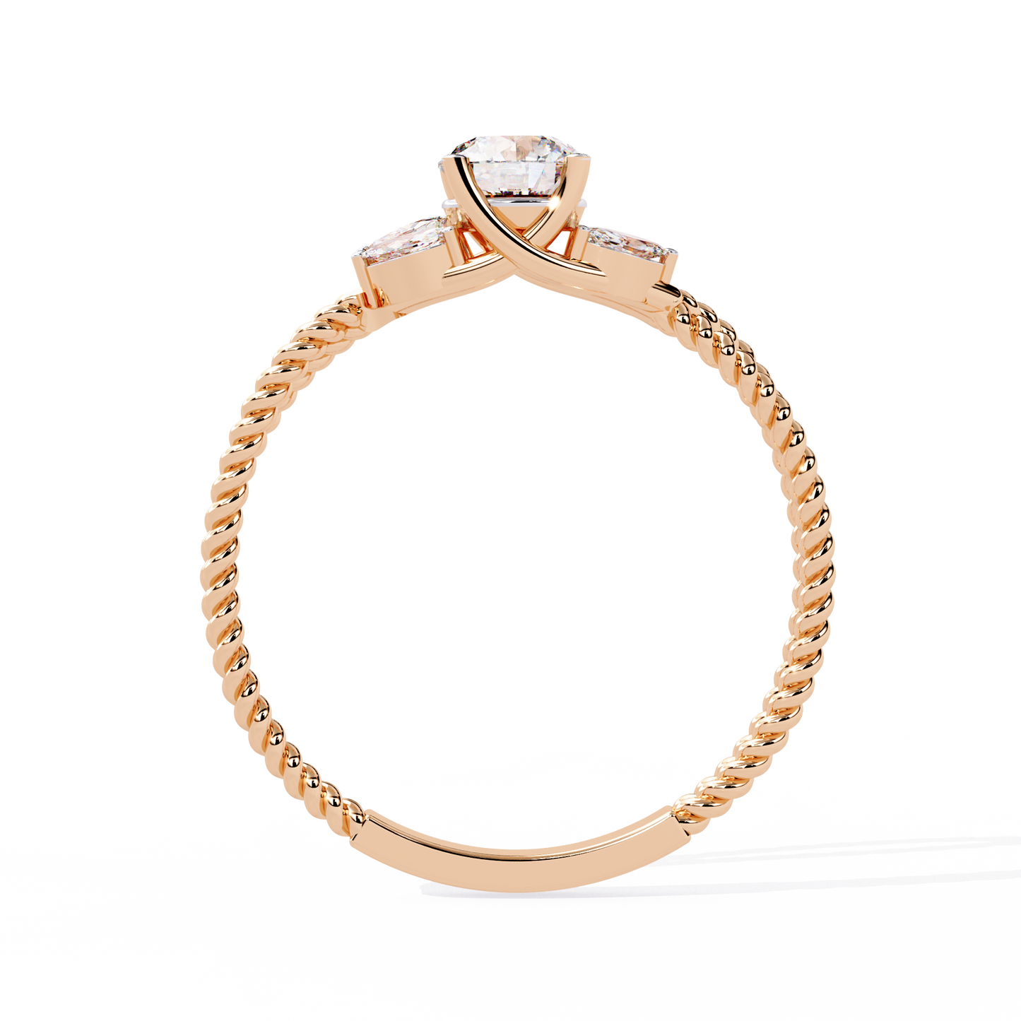 Twist Marquise – Diamond Braided Band Ring in 14K Gold