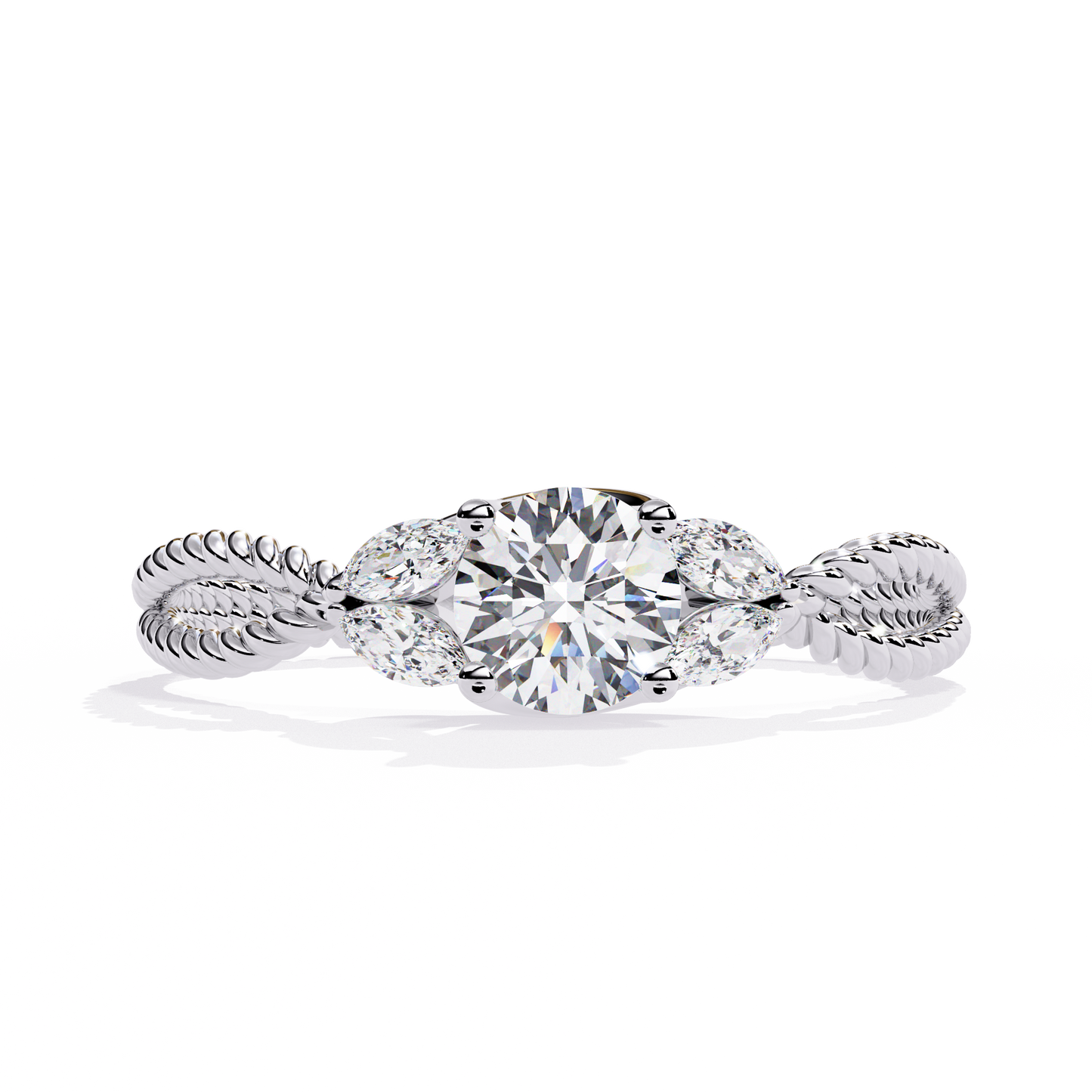 Twist Marquise – Diamond Braided Band Ring in 14K Gold