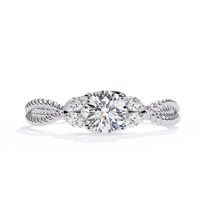 Twist Marquise – Diamond Braided Band Ring in 14K Gold