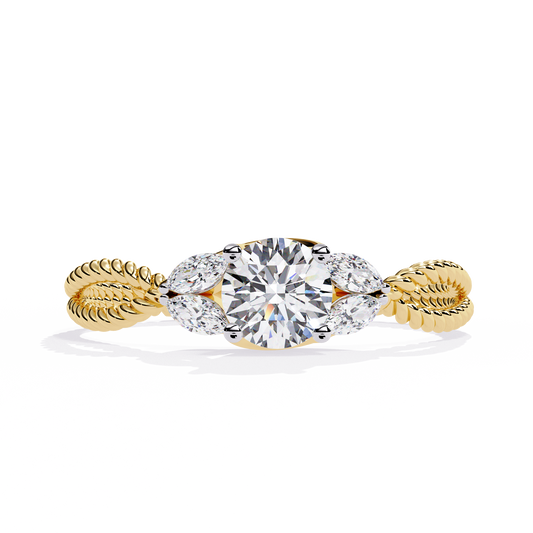 Twist Marquise – Diamond Braided Band Ring in 14K Gold