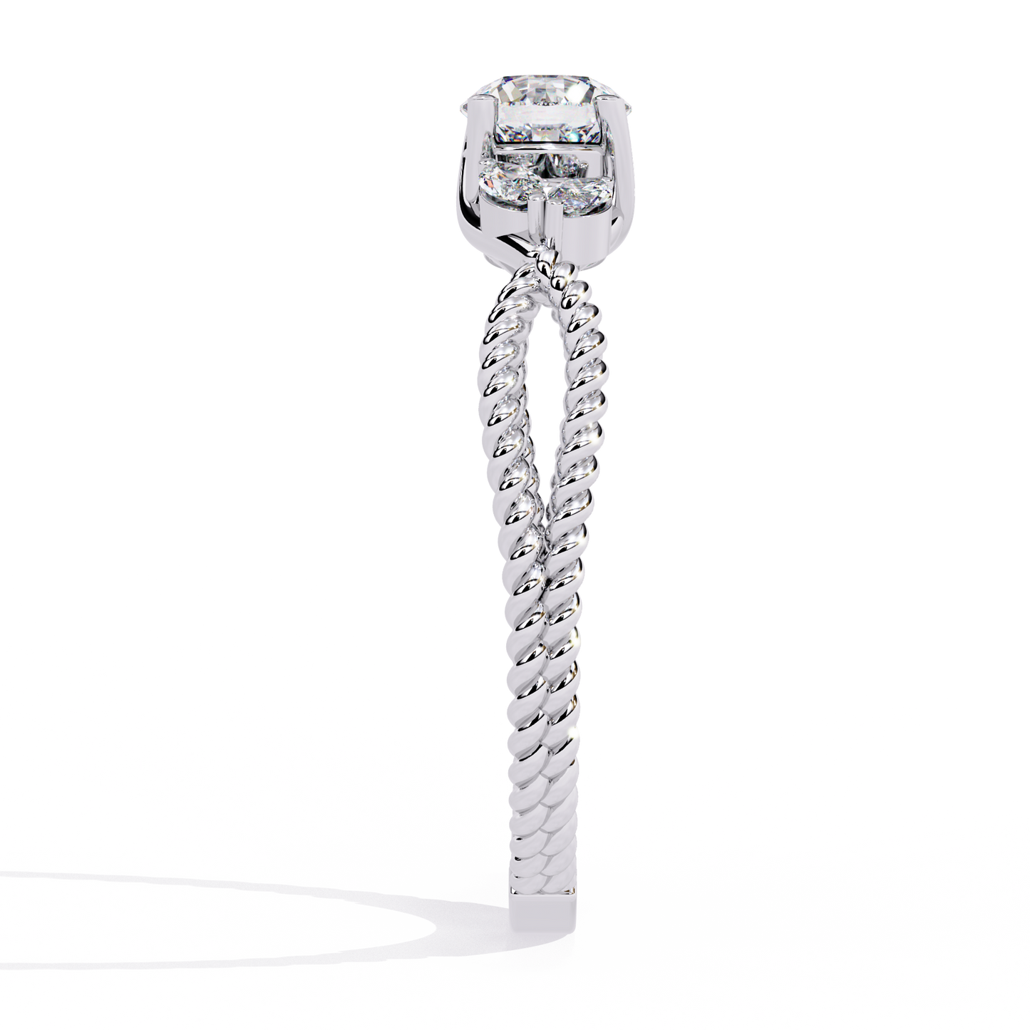 Twist Marquise – Diamond Braided Band Ring in 14K Gold