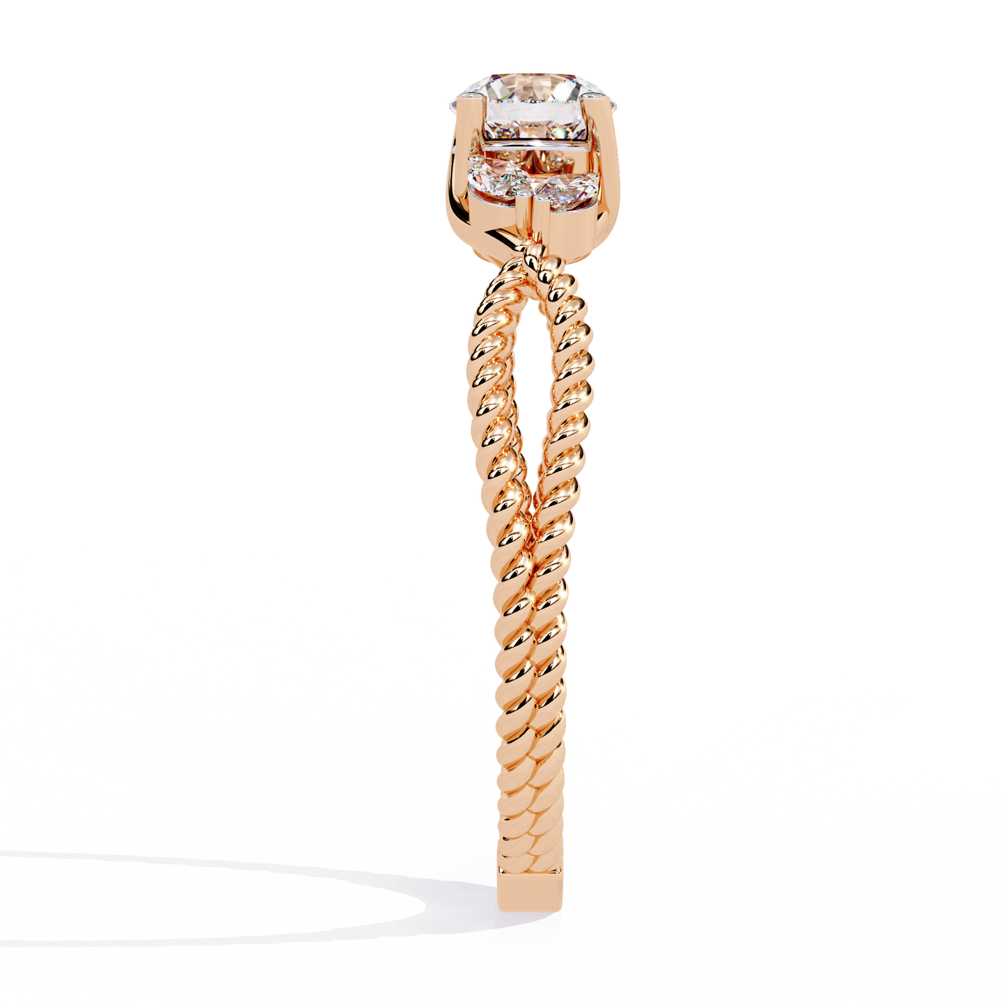 Twist Marquise – Diamond Braided Band Ring in 14K Gold