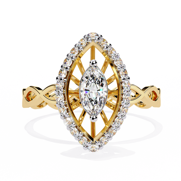 Caged Halo – Marquise Diamond Ring with Infinity Band in 14K Gold