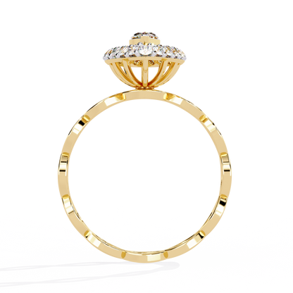 Caged Halo – Marquise Diamond Ring with Infinity Band in 14K Gold
