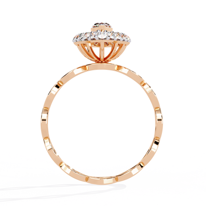 Caged Halo – Marquise Diamond Ring with Infinity Band in 14K Gold