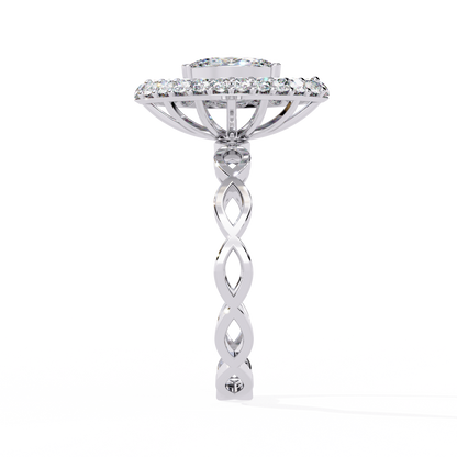 Caged Halo – Marquise Diamond Ring with Infinity Band in 14K Gold