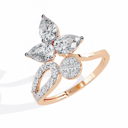 Petal Cluster – Pear Lab Diamond Floral Ring in 14K Gold