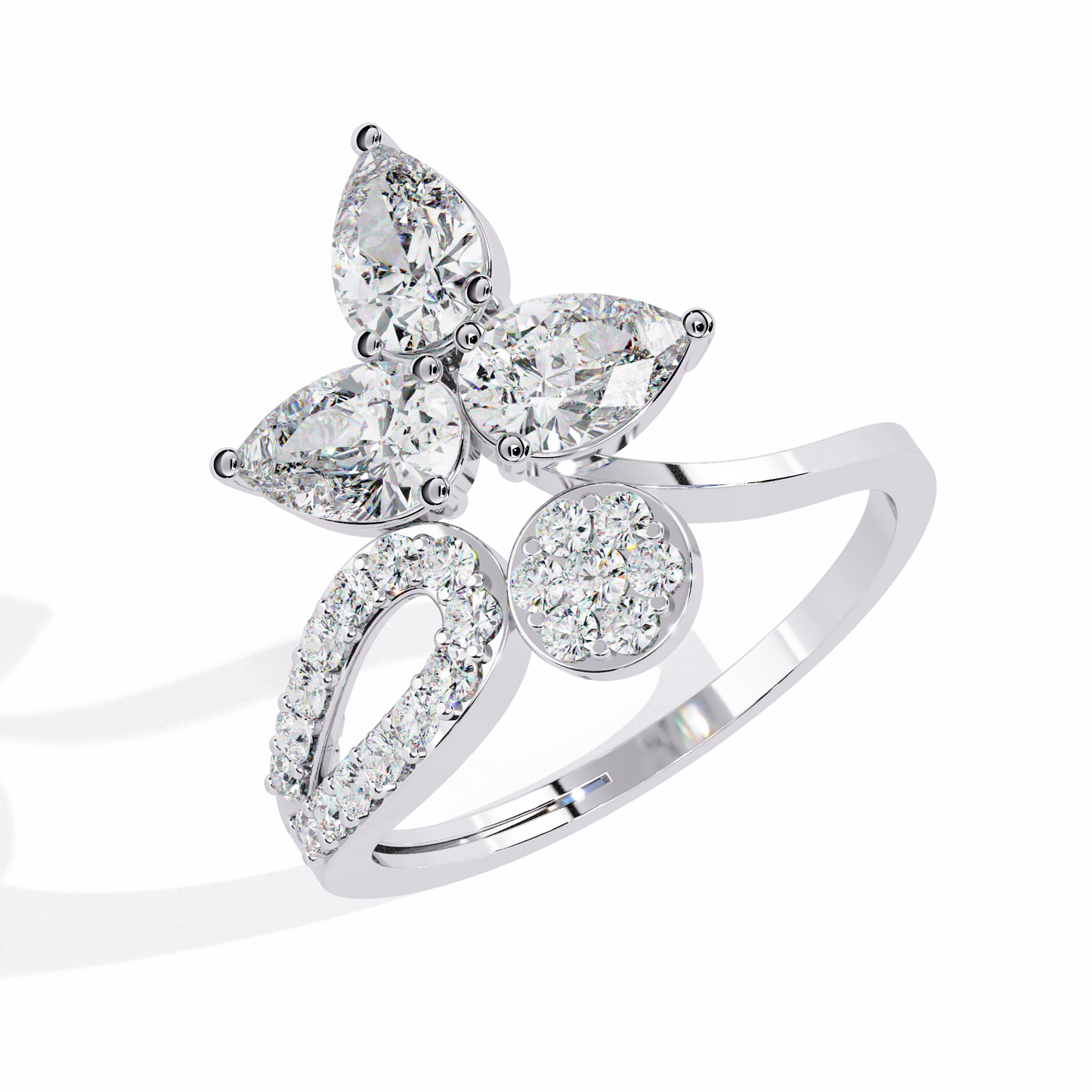 Petal Cluster – Pear Diamond Floral Ring in 14K Gold