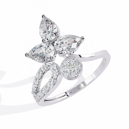 Petal Cluster – Pear Lab Diamond Floral Ring in 14K Gold