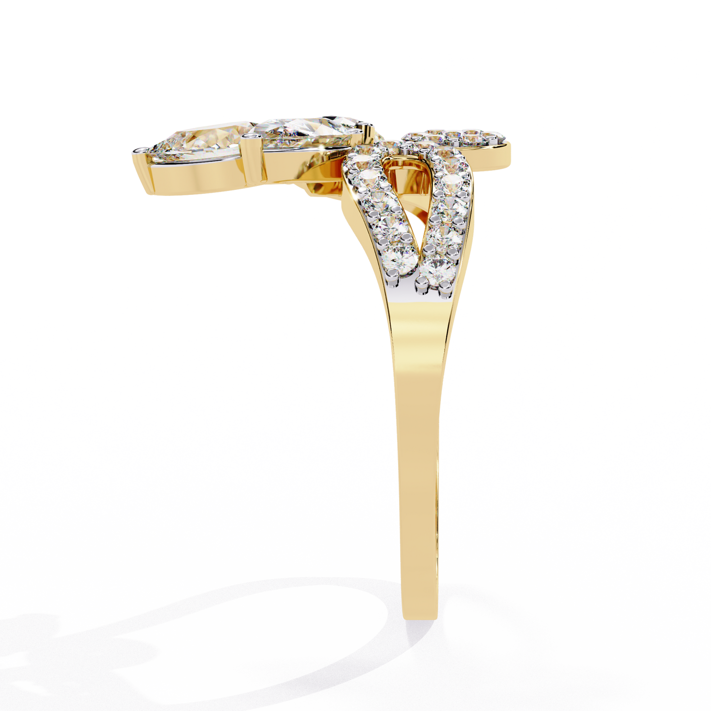 Petal Cluster – Pear Lab Diamond Floral Ring in 14K Gold